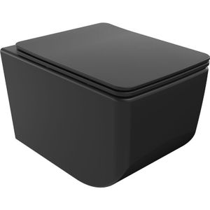 Vera WC-Schüssel Randlos mit slim Sitz und Absenk-Automatik, duroplast, Schwarz matt - 3016407 - Mexen