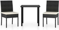 3-tlg. Garten-Essgruppe Poly Rattan Schwarz Vidaxl