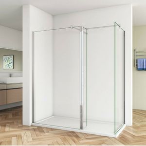 Duschparadies-de - B:85 x T:70 x H:200cm Walk in Duschwand 8mm nano esg Glas Duschkabine +2 x Stabilisierungs Stange+Flipper Panel 30x200cm