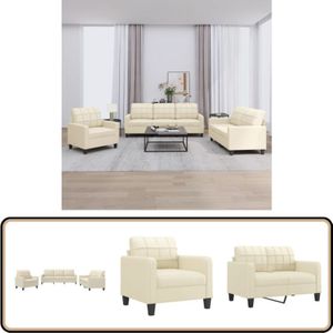 Vidaxl - 3-tlg. Sofagarnitur mit Kissen Creme Kunstleder - Esszimmertisch - Wohnzimmersofa - Ledercouch - Cremefarbene Möbel - Lounge Set