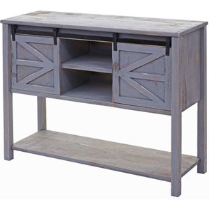 Kommode HHG-642, Schiebetürenschrank Sideboard Schrank, Shabby-Look Vintage 81x102x34cm dunkelgrau