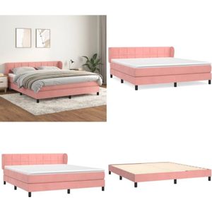 Vidaxl - Boxspringbett mit Matratze Rosa 160x200 cm Samt - Samtbett - Boxspringbett - Doppelbett - Rosa Bett - Betten Günstig - Home & Living