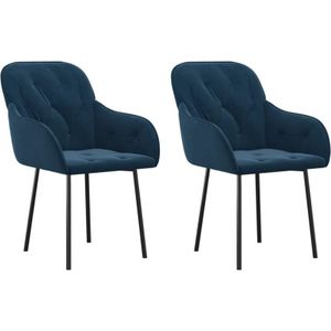 Esszimmerstühle 2 Stk. Blau Samt Vidaxl