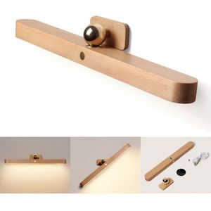 Fitags - LED-Badezimmerspiegelleuchte, 30 cm große Wandleuchte aus Holz mit magnetischem Design, 4000 k dimmbare Spiegellampe, wiederaufladbares