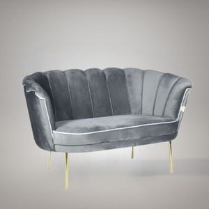 Iperbriko - Zweisitzer-Sofa Orel aus Babyface-Velours 21 in Grau mit goldenen Füßen H76xL130xP70