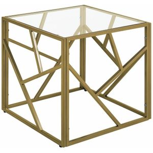 Beistelltisch Gold Transparent Metall Pulverbeschichtet Zahlreichen Streben Quadratisch Industriell
