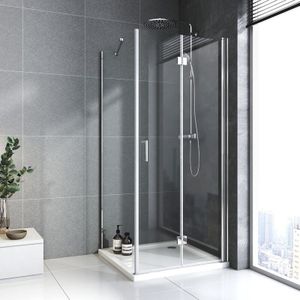 Boromal - Duschkabine 75x75 cm Duschkabine Eckeinstieg 180°Falttür Duschabtrennung mit Seitenwand 5mm esg Sicherheitsglas Nano Glas