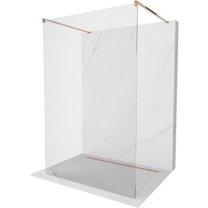 Kioto freistehende Duschwand 130 x 200 cm, Transparent 8 mm, Rosa Gold - 800-130-002-60-00 - Mexen
