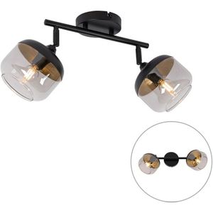 Design-Spot schwarz mit Gold und Rauchglas 2-flammig – Kyan