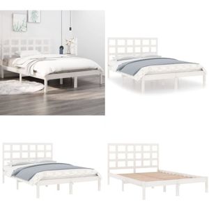 Vidaxl - Massivholzbett Weiß 135x190 cm - Holzbett - Doppelbett - Kiefernholzbett - Weißes Bett - Massives Holzbett - Home & Living