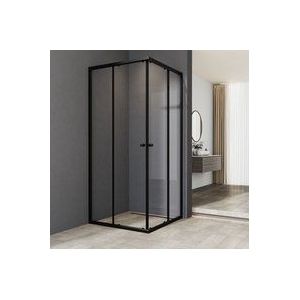 duschkabine 90x80 schwarz eckdusche schiebetür 185cm eckeinstieg 6mm ESG glas duschabtrennung