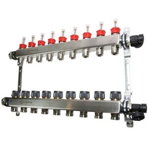 Verteiler Edelstahl 1'' für fbh 9 Kr.,m.Durchflusseinsätzen 0-5 l/min. 1406359 - Oventrop