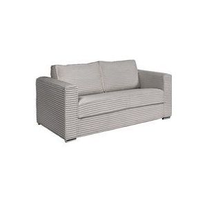 Vente-unique - Schlafsofa mit Matratze 3-Sitzer - grob gerippter Cord - Hellgrau - Liegefläche 140 cm - Matratze 14 cm - loreto