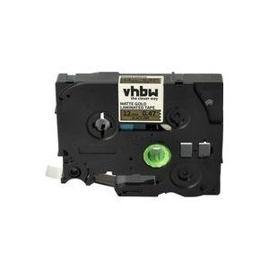Vhbw - 1x Schriftband-Kassette kompatibel mit Brother pt PT-2610, PT-2700, PT-2600, PT-2700VP, PT-2710 Etiketten-Drucker 12mm Schwarz auf Matt-Gold