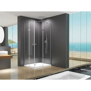 Buylando - 100x80x195 cm Eck Duschkabine Klarglas inkl Duschtasse