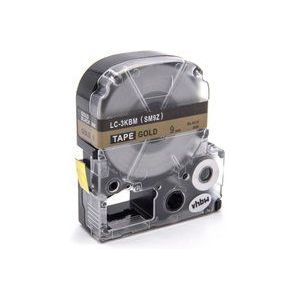 Schriftband-Kassette kompatibel mit Epson OK300, OK200, OK500P, LW-400, LW-300, LW-900P, LW-500, LM-700 Etiketten-Drucker 9mm Schwarz auf Gold - Vhbw