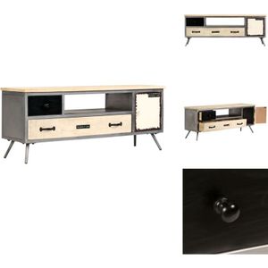 Vidaxl - TV-Schrank Massivholz Mango und Stahl 120x30x45 cm - TV-Schrank - Mangoholz - Industrielles Design - Wohnzimmerschrank - Regal