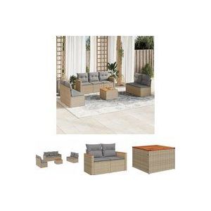 8-tlg. Garten-Sofagarnitur mit Kissen Beige Poly Rattan - Gartensorte - Gartenmöbelset - Esstischgarnitur - Lounge Set - Outdoor Furniture - The