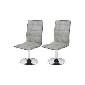 HHG - 2er-Set Esszimmerstuhl 616, Stuhl Küchenstuhl, höhenverstellbar drehbar, Stoff/Textil mvg vintage betongrau