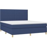 Boxspringbett mit Matratze & LED Blau 160x200 cm Stoff vidaXL