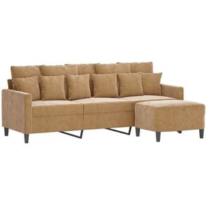 Vidaxl - 3-Sitzer-Sofa mit Hocker Braun 180 cm Samt
