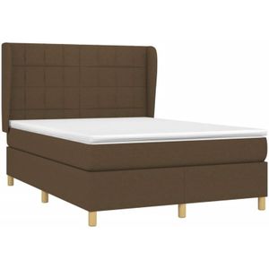 Vidaxl - Boxspringbett mit Matratze Dunkelbraun 140x200 cm Stoff