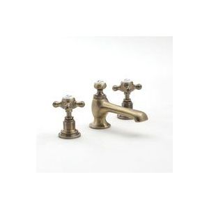Hudson Reed - Elizabeth - 3-Loch Waschtisch-Mischbatterie mit 2 Kreuzgriffen - Antikes Gold