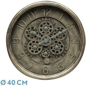 Uhr of Wanduhr atarfe rustikal gold 40x40x7 cm Zahnräder mit Uhrwerk