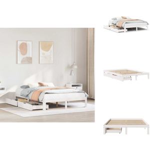 Vidaxl - Massivholzbett mit Schubladen Weiß 160x200 cm Kiefer - Bettrahmen - Bettgestell - Schlafzimmerbett - Doppelbett