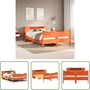 VidaXL Massivholzbett ohne Matratze Wachsbraun 135x190 cm Kiefernholz