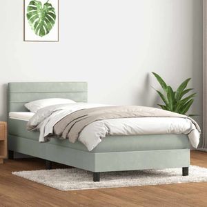 Boxspringbett mit Matratze Hellgrau 80x220 cm Samt