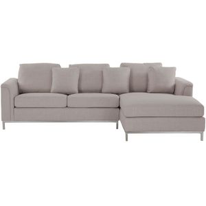 Beliani - Ecksofa Beige Polsterbezug L-Förmig Linksseitig Modern Zierkissen Wonzimmer