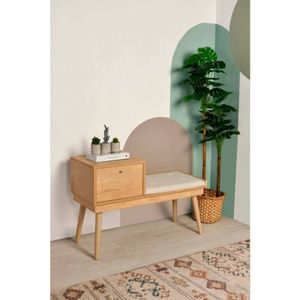 Dmora - Bank Aeliana, Mehrzweckbank, Gastplatz, Balkonbank mit mehreren Positionen, 40x105h45 cm, Eiche und Creme, mit verstärkter Verpackung