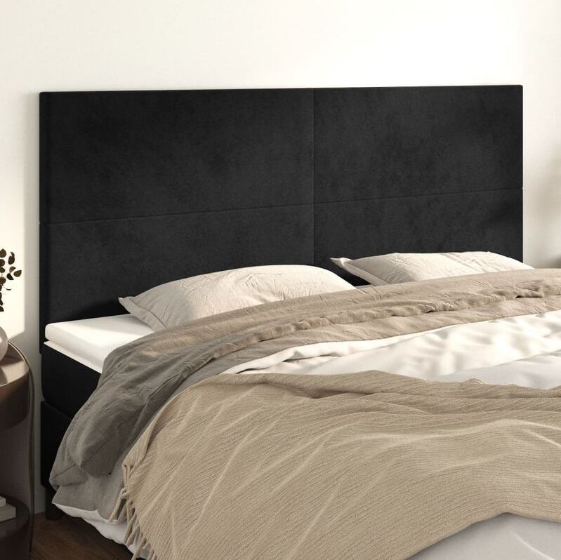 Kopfteile 4 Stk. Betthaupt Schwarz 100x5x78/88 cm Samt Vidaxl