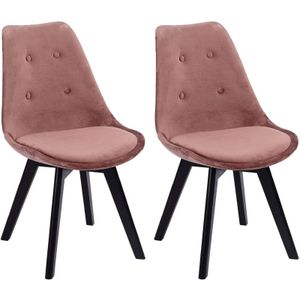 2er Set Samtstühle nora rosa mit Kissen