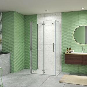 Duschparadies-de - 80x90x80cm Drehtür & Falttür(U-Form) Schwingtür Eckeinstieg Seitenwand Dusche Duschabtrennung Höhe195cm