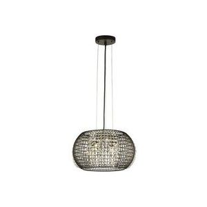 Searchlight - cage - 4 Light Black Drum Deckenanhänger mit Kristallglasscheiben