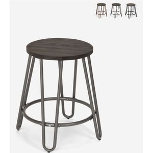 Ahd Amazing Home Design - Hocker Metall Holz Industrielles Design Bars Restaurants Küche Carbon One - Dunkel Grau