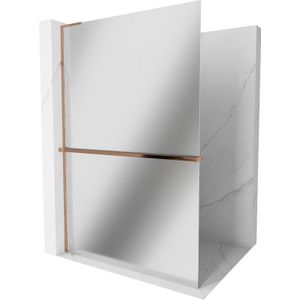Kioto+ l Duschwand mit Regal Walk-in 90 x 200 cm, Spiegel, roségold - 800-090-123-60-50 - Mexen