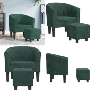 Vidaxl - Clubsessel mit Fußhocker Dunkelgrün Samt - Samtsofa - Lounge Chair - Sessel Dunkelgrün - Bequeme Couch - Gemütlicher Stuhl - Home & Living