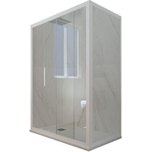 Eck-Duschkabine in pvc 80x150 Klarglas Matt-Weiß Deco Duo