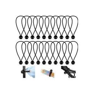 20 Stück Bungee-Spanner, 150 mm flexibler Bungee-Bungee, Ball-Bungee-Spanner, langlebige Bungee-Seile, für Banner, Planen, Camping, Zelte (schwarz)