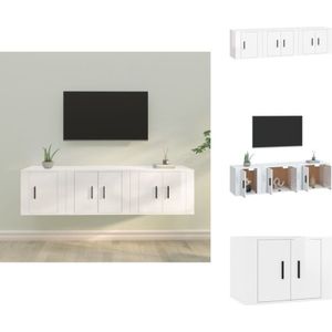 Vidaxl - 3-tlg. TV-Schrank-Set Hochglanz-Weiß Holzwerkstoff - TV-Schrank - Holzwerkstoff Möbel - Wohnzimmer Dekoration - Wandmontage Regal - Weißer