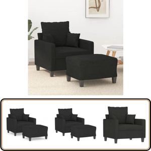 Vidaxl - Sessel mit Hocker Schwarz 60 cm Stoff - Sofa - Sessel - Lounge Chair - Beistelltisch - Wohnzimmer Dekoration