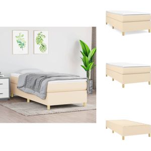 Bettgestell ohne Matratze Creme 90x200 cm Stoff - Bettes Gestell - Schlafzimmer Möbel - Boxspringbetten - Einzelbett - Creme Bett