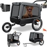 Kesser - Hundeanhänger Boxer 3-in-1 Hundebuggy & Jogger Fahrradanhänger groß ca. 240 Liter Volumen gefedert Material: 600D Oxford Canvas Grau
