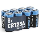 8x Absina CR123A Lithium Batterie 3V 1300mAh (8er Blister)