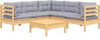 Vidaxl - 6-tlg. Garten-Lounge-Set mit Grauen Kissen Kiefer Massivholz