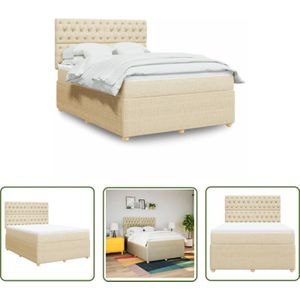 VidaXL Boxspringbett mit Matratze Creme 140x190 cm Stoff