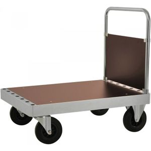 Plattformwagen verzinkt 960mm hoch mit Schiebebügel und Ladefläche 840x600mm aus mdf ohne Bremse - Kongamek